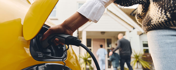 An EV charging at home